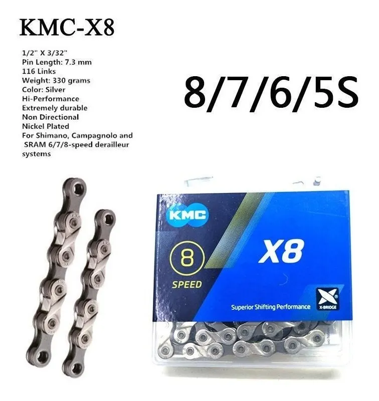 Cadena Bicicleta Kmc X8 8v 16v 24v + Missing Link Compatib Shimano